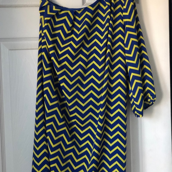 Blue & Yellow Chevron Dress - Picture 3 of 6